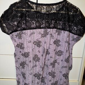 Lace Overlay Dress with Floral Pattern